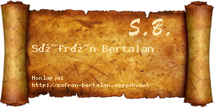 Sáfrán Bertalan névjegykártya